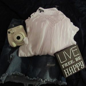 White Flowy Long Sleeve Boho Top